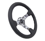 350MM DEEP DISH STEERING WHEEL LEATHER SOLID SPOKE